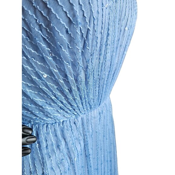 Bari Jay Blue Sequin Spaghetti Strap - Picture 3 of 4